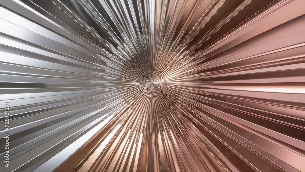 Poster abstract radial design featuring metallic textures with a dynamic interplay of light and shadow, per