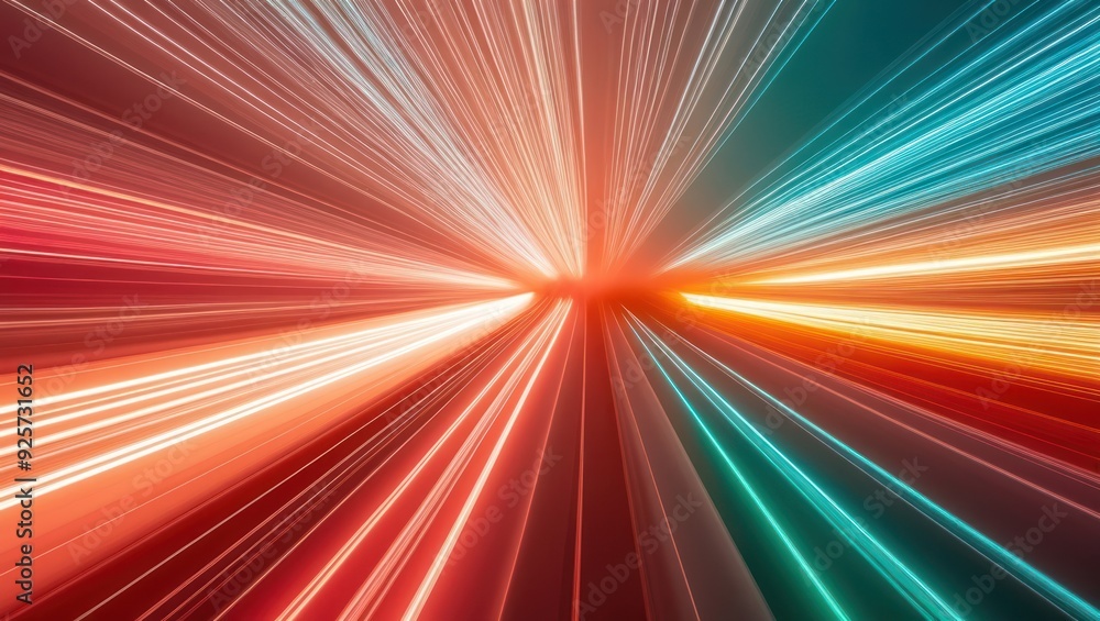 Poster dynamic abstract background showcasing vibrant light rays in various colors, ideal for tech themes, 