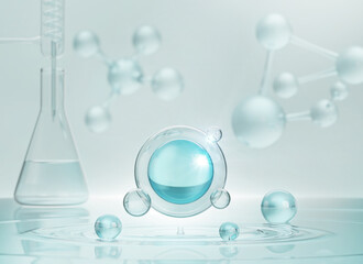 cosmetic moisturizer water molecule, Cosmetic Essence, Liquid bubble, Liquid drop in medical...