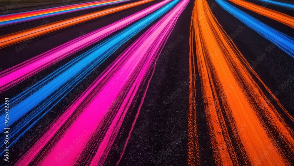 Poster vibrant lines of neon colors create a dynamic visual impact, showcasing energy and motion in an urba