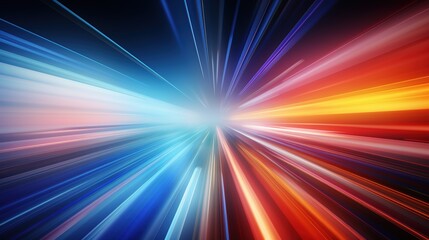 Abstract background with blue and orange radiating lines.
