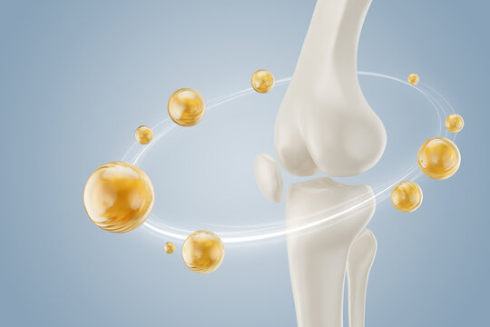healthy bone human with Foods vitamin or Calcium, and Collagen, Medical food concept background 3d illustration.