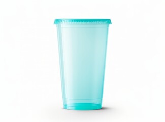 Empty plastic cup isolated on white background