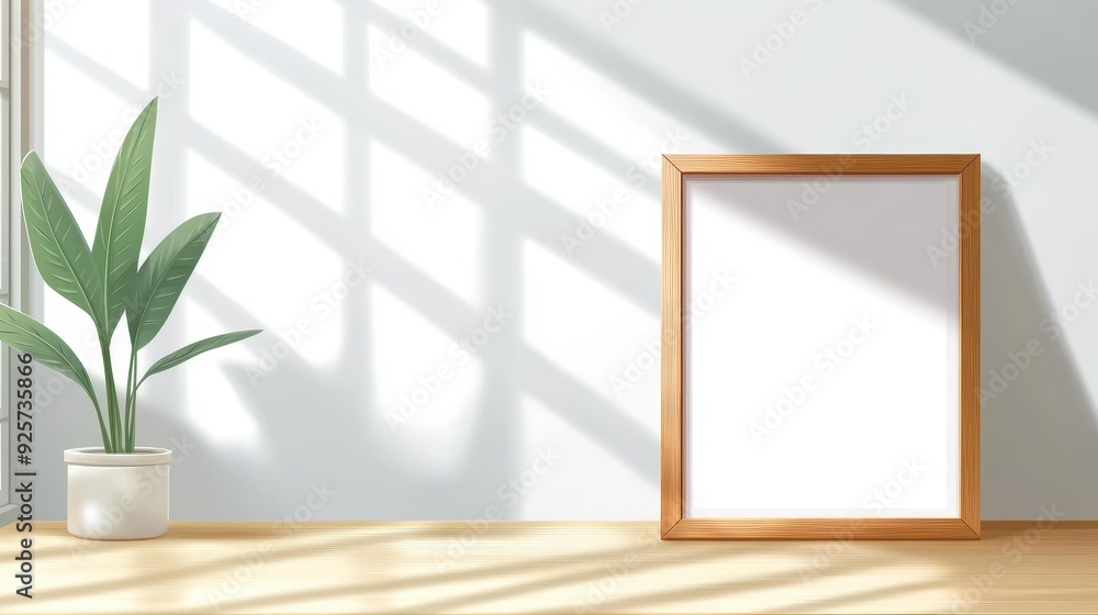 Poster a simple empty frame on a bright wall catches soft light, creating playful shadows in this modern ca