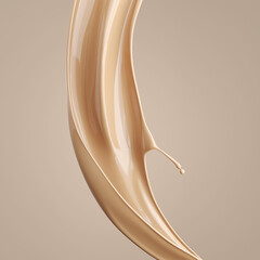 Liquid foundation splash element, fluid cosmetic cream 3d illustration.