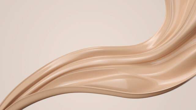 Liquid foundation splash element, fluid cosmetic cream 3d illustration.