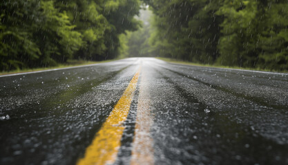 road under rainfall