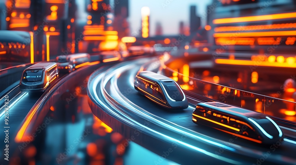 Poster Futuristic Multimodal Transportation Hub with Converging Transit Modes