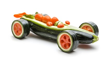 Hybrid Vegetable Racecar on White Background