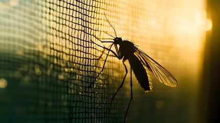 Mosquito Trying to Enter Through Window Screen