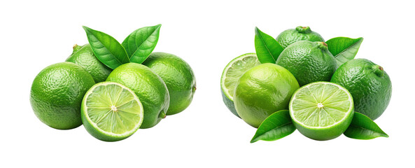 Lime Fruit with Leaf and Clipping Path &ndash; Transparent PNG