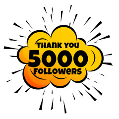 comic style 5000 social media followers thank you post