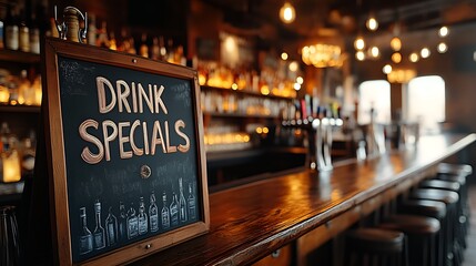 Sign that reads “DRINK SPECIALS”. - bar - liquor - alcohol - drinks - happy hour - chalkboard - lounge - restaurant 