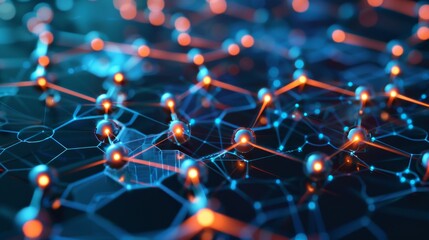 Abstract representation of interconnected nodes and lines, showcasing vibrant colors and intricate designs in a digital network.