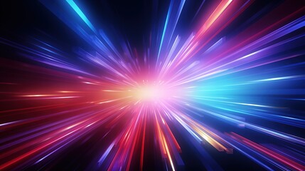 Abstract background with bright, colorful lines radiating from a central point, creating a sense of speed and energy.