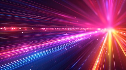 Abstract background with bright, colorful lines radiating outwards, creating a sense of speed and energy.