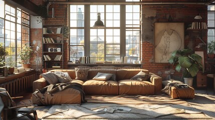 Industrial Style Loft Living Room