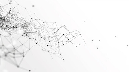 Obraz premium Connect the dot from node to node on white background, conceptual Global communication abstract background, business network design concept copy space