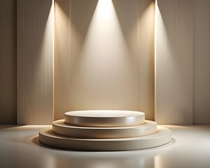 Minimalist Stage with Spotlight on Podium for Product Presentation or Keynote Address
