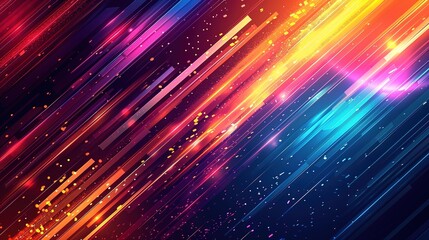 Obraz premium Abstract background with colorful diagonal lines and glowing light effects.