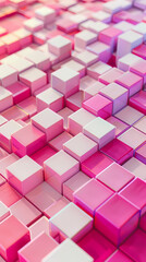 Pink cubes, modern design of geometric shapes