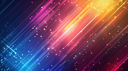 Abstract background with colorful diagonal lines and glowing lights.