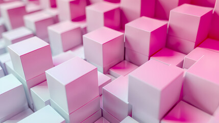 Fototapeta premium Pink cubes, modern design of geometric shapes