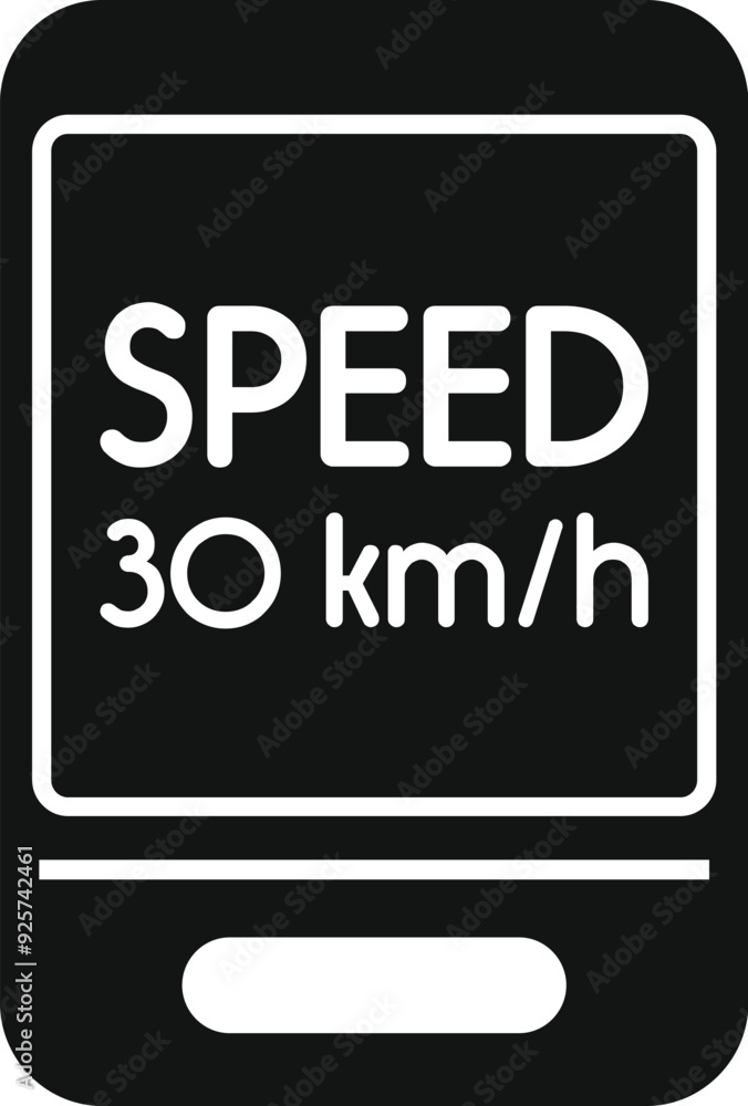 Poster simple vector icon of a smartphone showing the speed limit