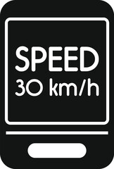 Fototapeta premium Simple vector icon of a smartphone showing the speed limit