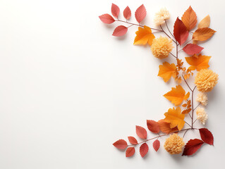 Eyecatching Autumn frame of leaves and cones