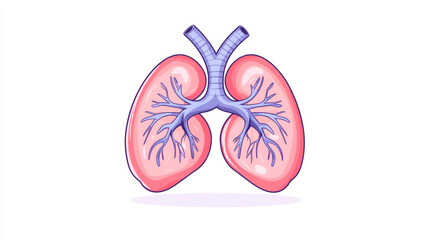 Illustration of human lungs showing detailed structure, ideal for medical, educational, and health-related designs.