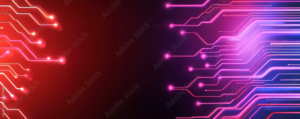 Poster vibrant abstract circuit design with electric pulses, showcasing technology and innovation. ideal fo