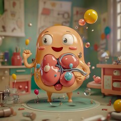 Obraz premium Learn About the Liver with This Fun 3D Cartoon Character