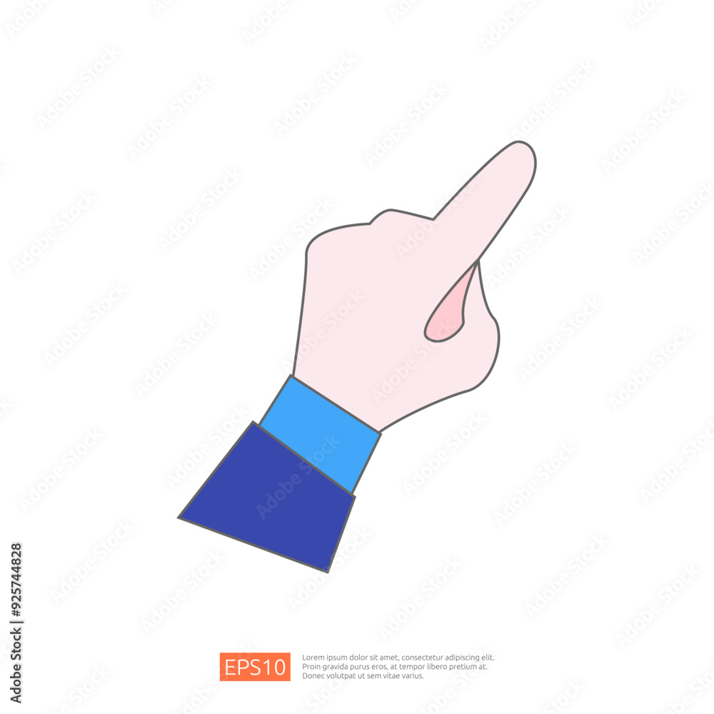 Poster hand pointing up with index finger isolated on white background
