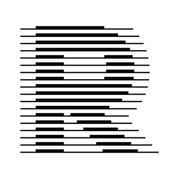 Letter R logo with abstract geometric horizontal parallel lines
