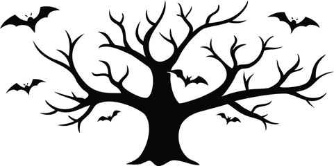 silhouette of tree bat Halloween