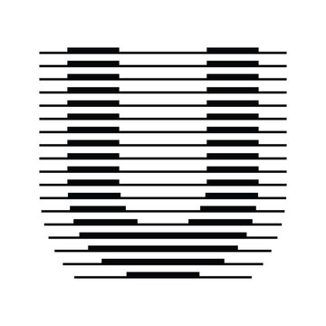 Letter U logo with abstract geometric horizontal parallel lines