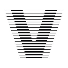 Naklejka premium Letter V logo with abstract geometric horizontal parallel lines