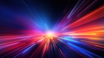 Abstract background with colorful glowing lines radiating outwards.