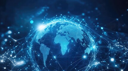 A digital globe with interconnected nodes, representing global business ideas.