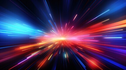 Obraz premium Abstract background with colorful light streaks radiating outwards.