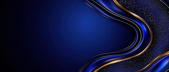 Abstract blue wave design with golden accents on a textured background, perfect for modern art and elegant presentations.