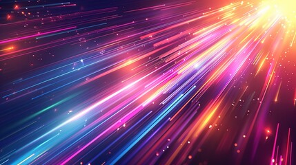 Abstract background with colorful lines and light streaks.