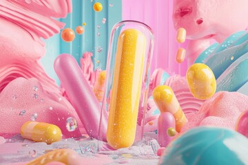 3d animation 3d illustration of the active ingredient Magnesium for a blog Wallpaper, abstract minimalism appreciator, typography, oversized objects, vibrant pastels, mixes realistic and fantastical e