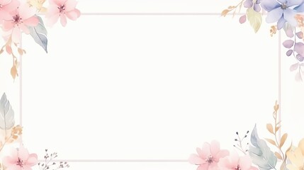 Floral Watercolor Frame Border