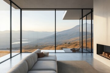 Architecture - A minimalist interior with large open spaces