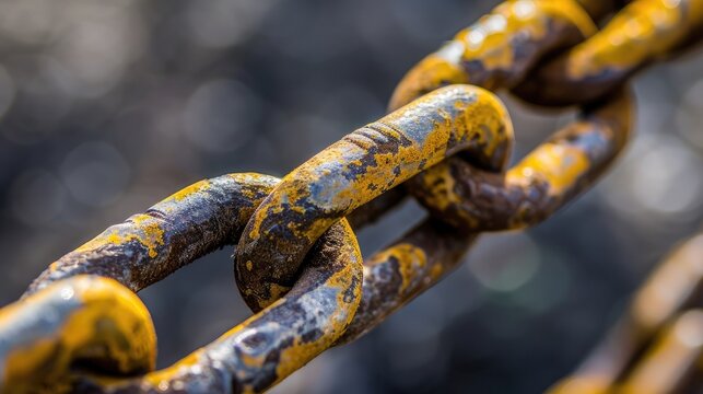 blockchain security chain with encoded links