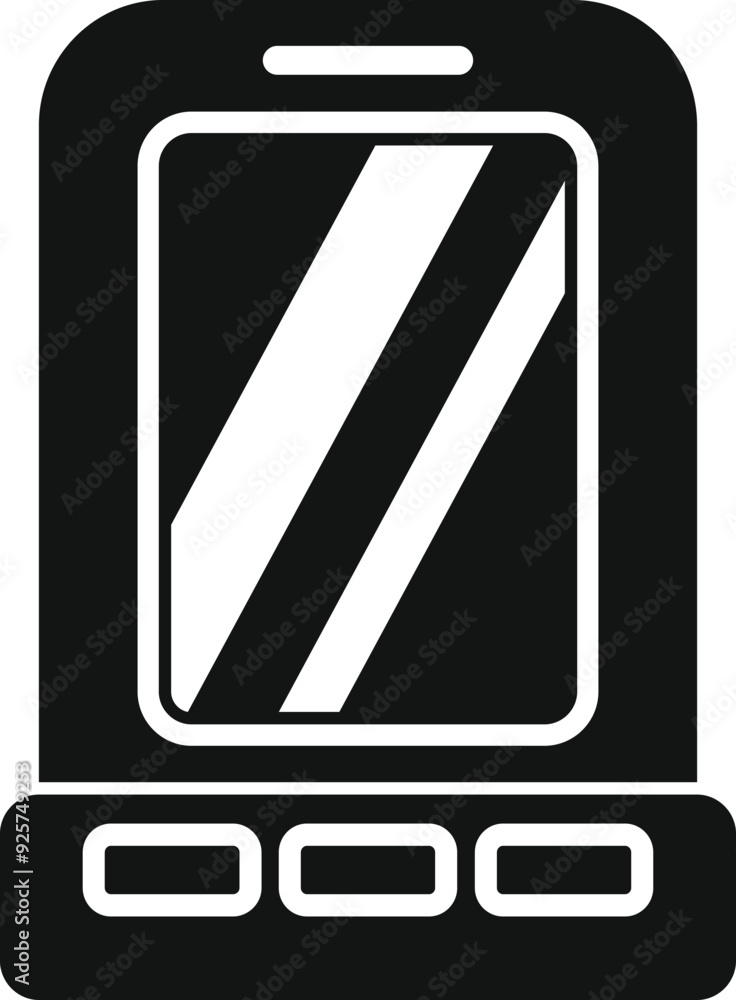 Poster mobile phone with buttons showing smartphone using touchscreen technology icon in retro style