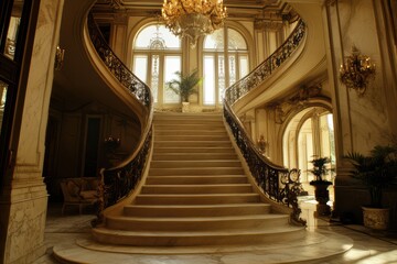 Obraz premium A grand, sweeping staircase