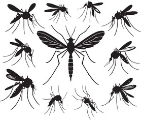 simple mosquitoes silhoutte vector style art illustration